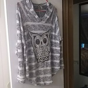 Blue and white owl sweater